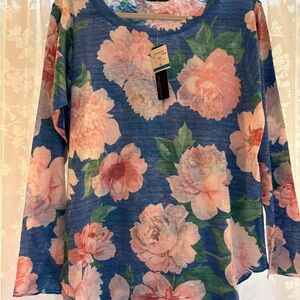 NWT XL Nally & Millie Floral Print Long Sleeve Top